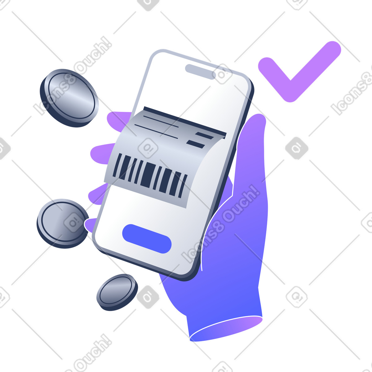 Illustration Paiement effectué dans le style Lucent à télécharger aux formats PNG, SVG