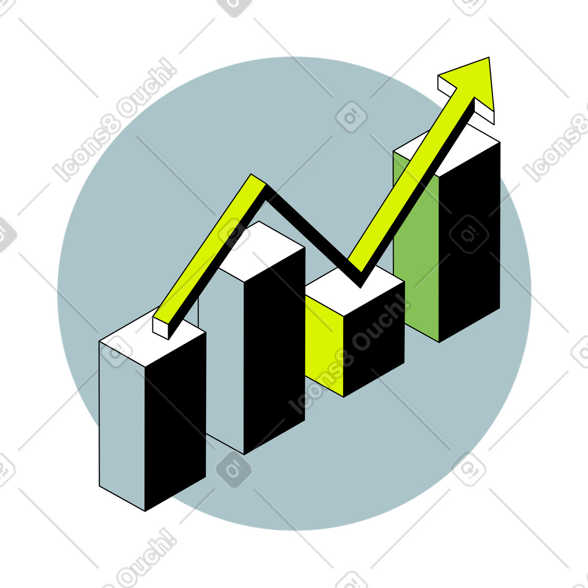 Isometric profit growth icon illustration in style download in PNG, SVG