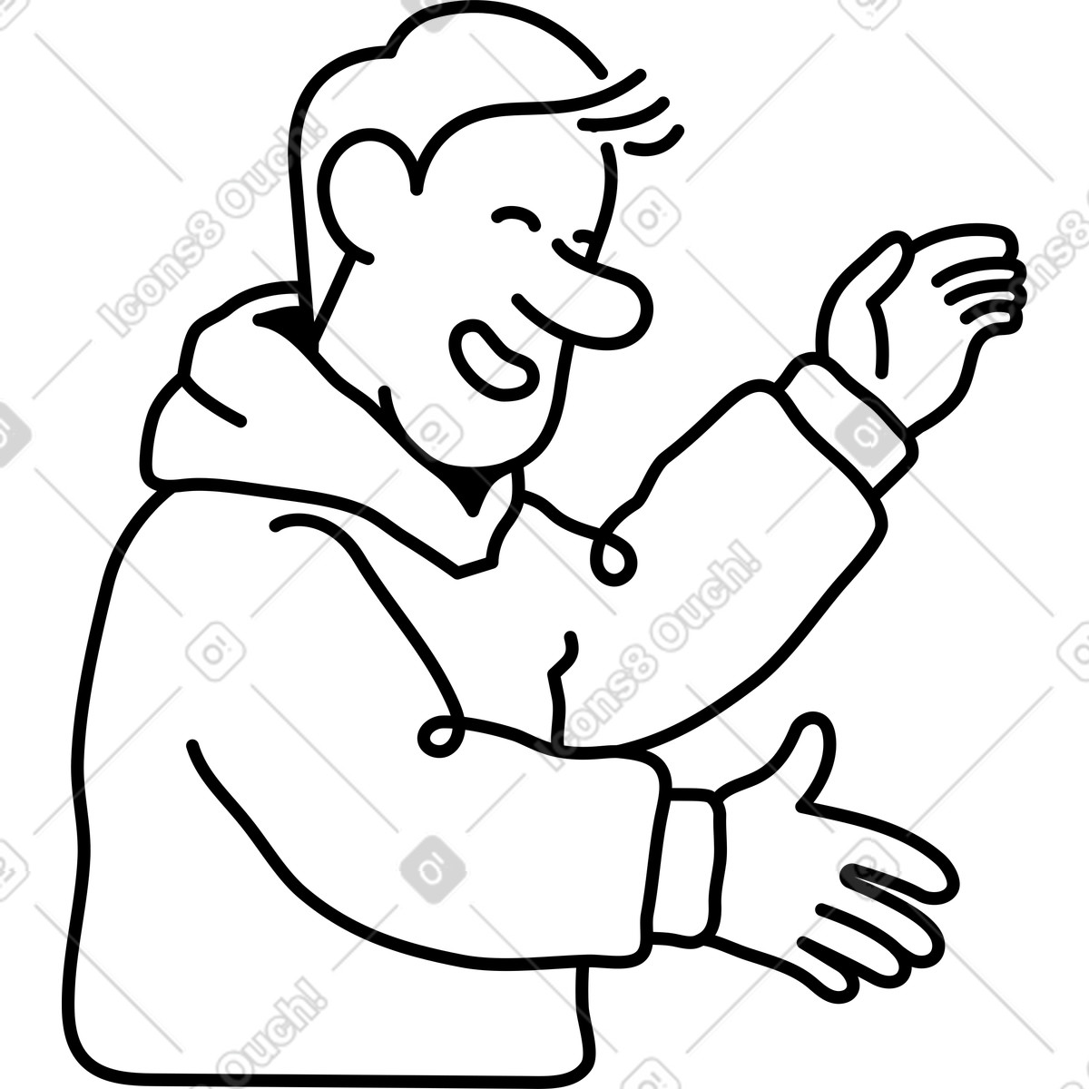 Uomo che ride illustrazione in stile Notes scarica in PNG, SVG