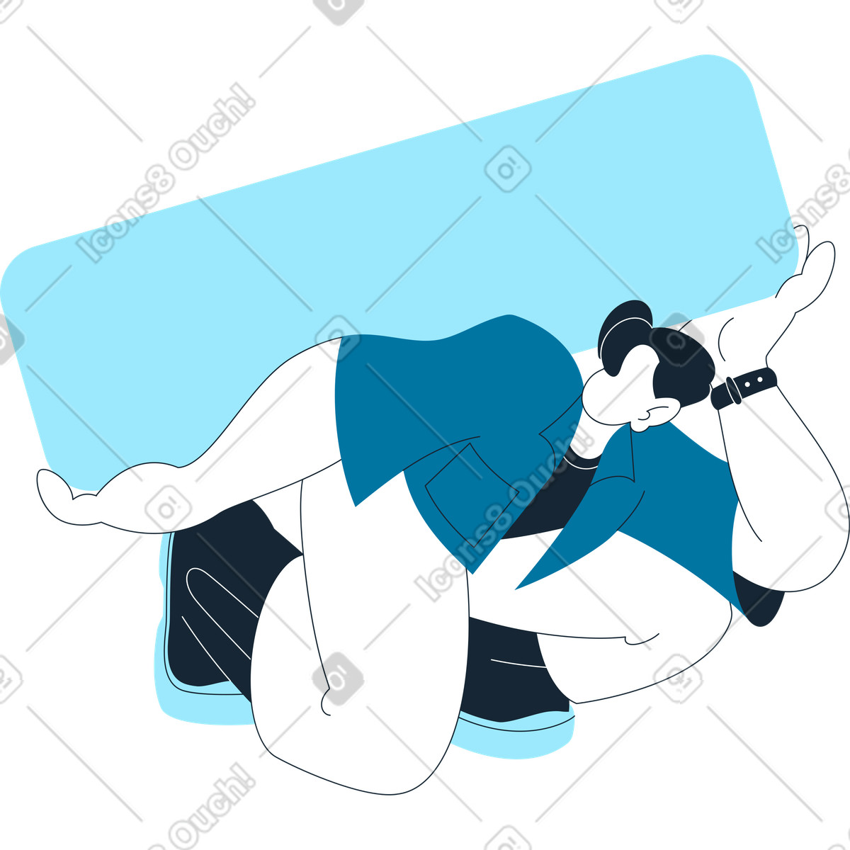 Ilustração de Homem agachado com quadro em branco no estilo Indigo para baixar PNG, SVG