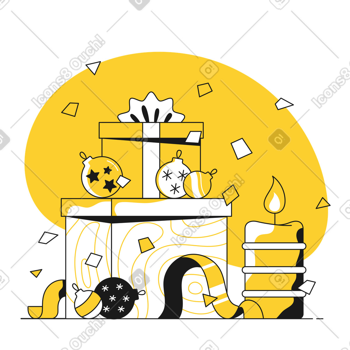X-mas presents illustration in Taxi style download in PNG, SVG