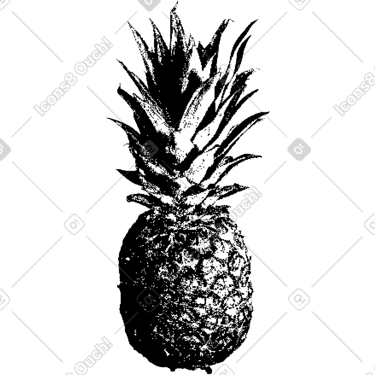 Ananas illustrazione in stile Bitmap scarica in PNG, SVG