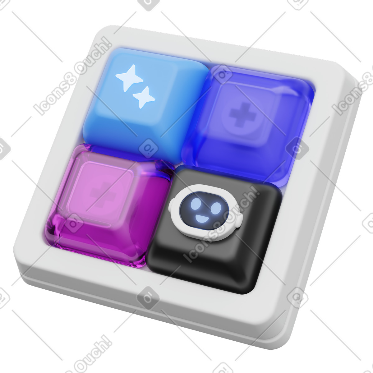 Controller ai intelligente, tasto di aiuto robot, tastierino macro intelligente illustrazione in stile 3D Playful scarica in PNG, SVG