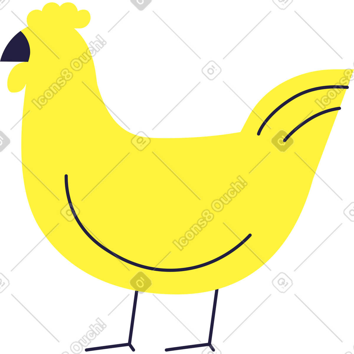 Hähnchen-Illustration im Mellow-Stil als Download in PNG, SVG