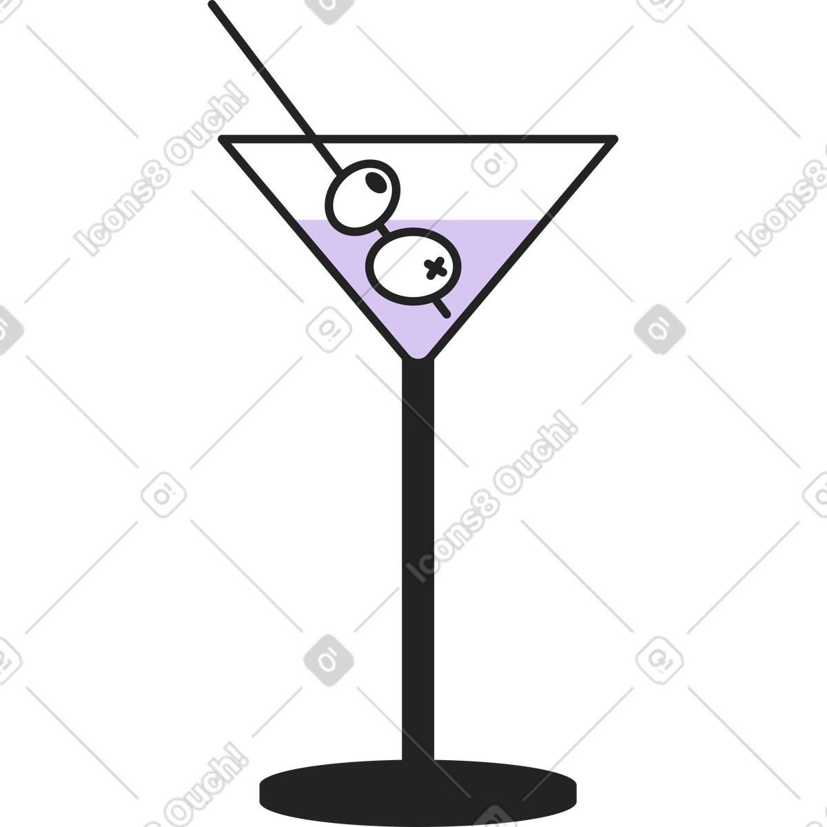 Cocktail con olive illustrazione in stile Sammy Line scarica in PNG, SVG