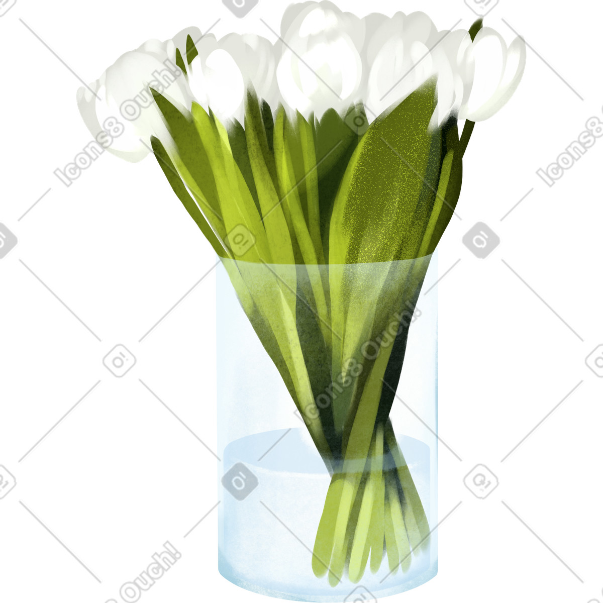 Vase of white peonies illustrazione in stile Demure scarica in PNG, SVG