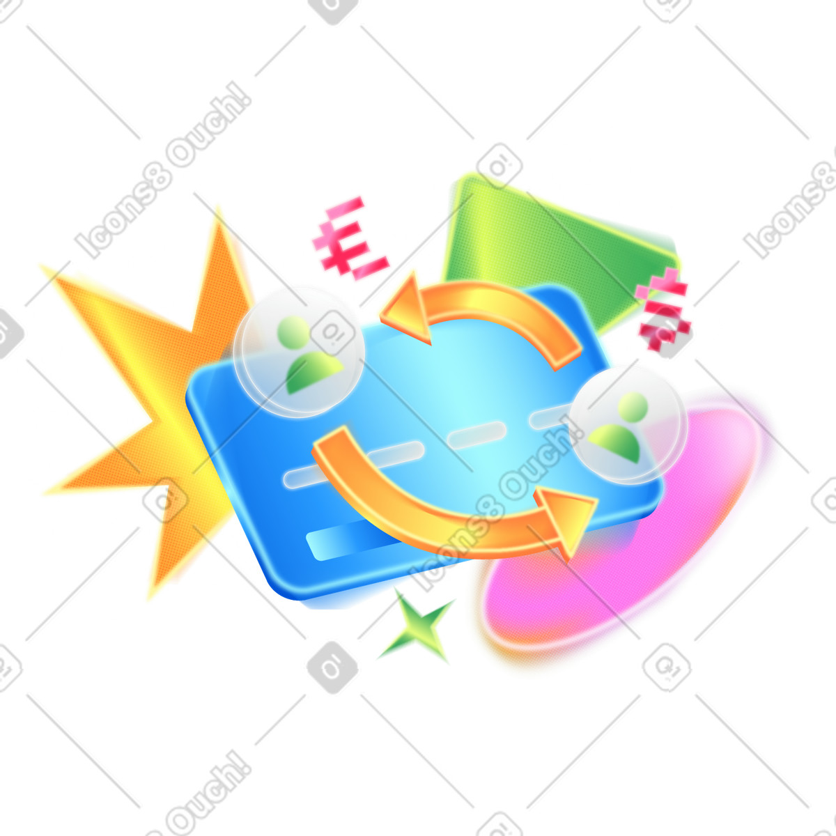 Online money transfer with a bank card illustration in PNG, SVG