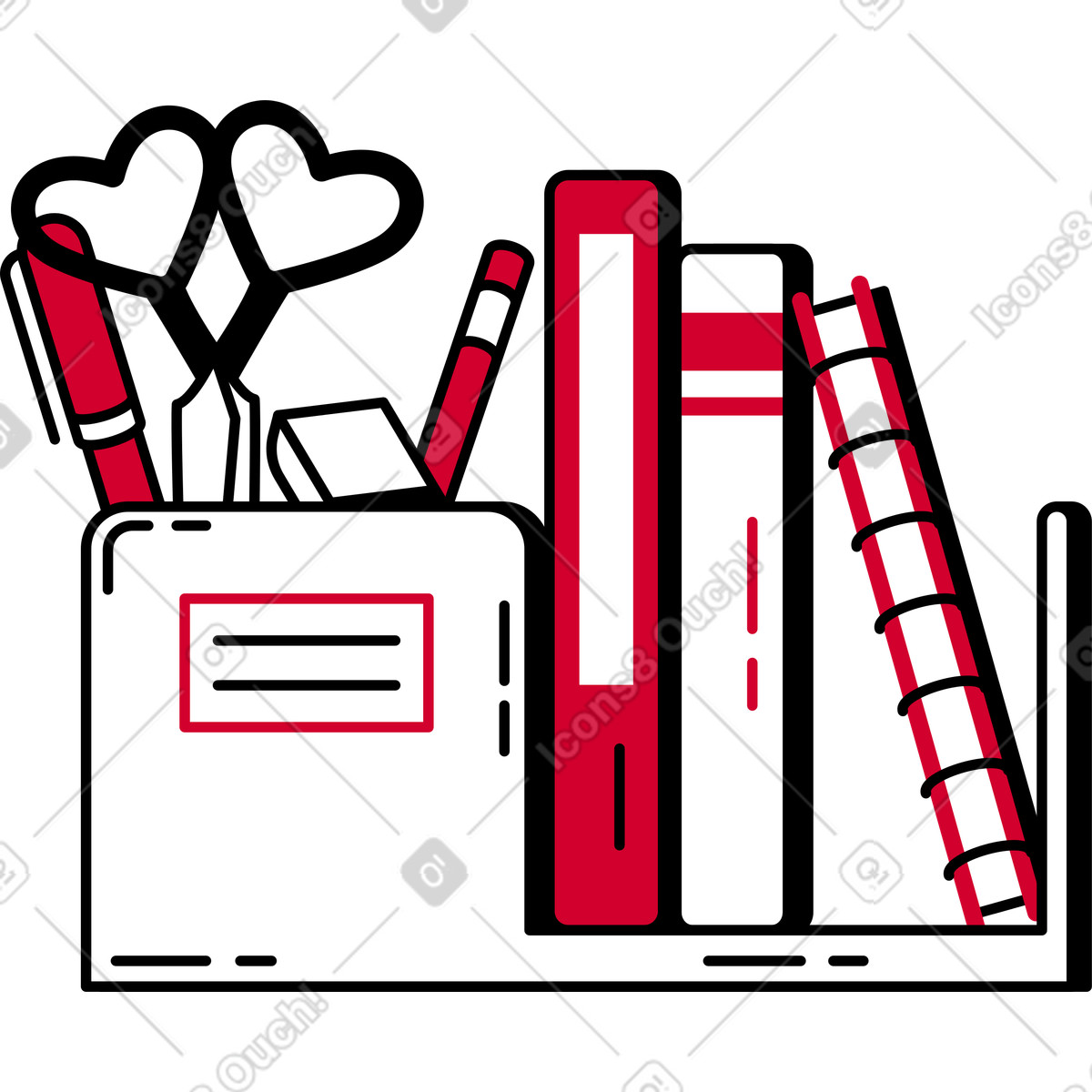Schreibtisch-organizer-Illustration im Ruby-Stil als Download in PNG, SVG