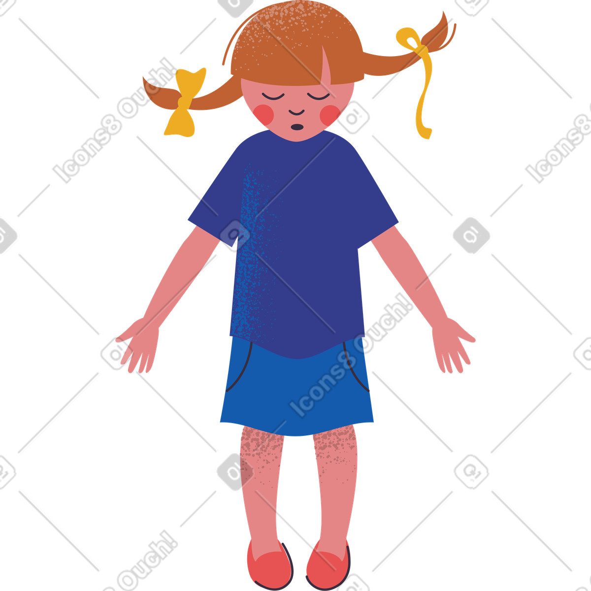 Ilustração de Standing kid in blue shirt and skirt em no estilo Pale para baixar em PNG, SVG