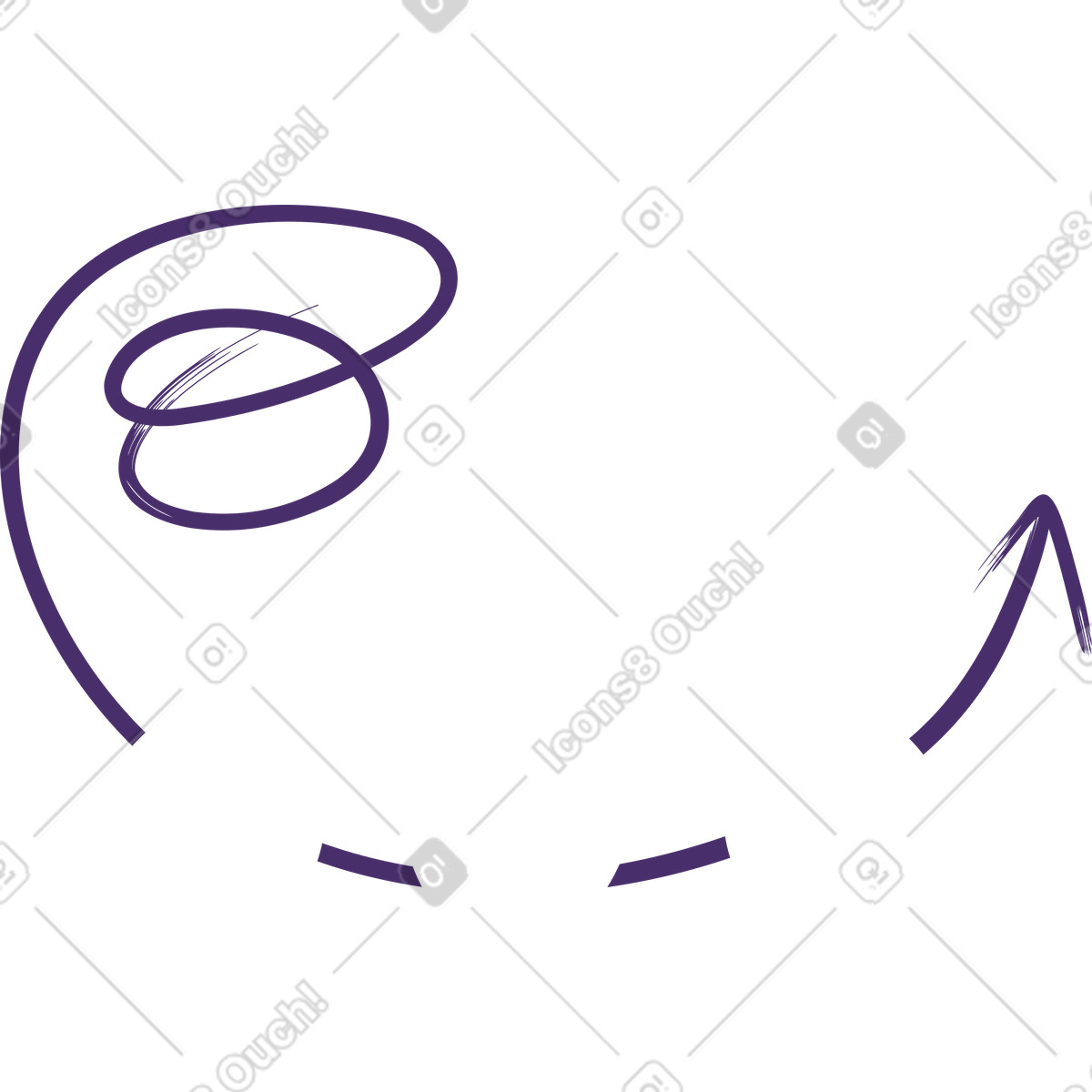 Illustration Arrow doodle curved swirl emphasizing important text or message dans le style Grain à télécharger aux formats PNG, SVG