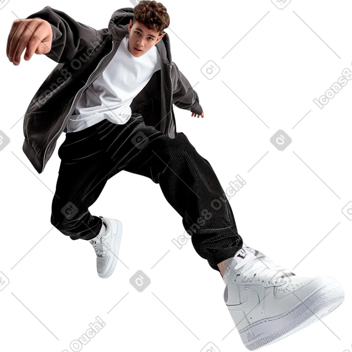 Ilustración Young man jumping en estilo Energy a descargar en PNG y SVG