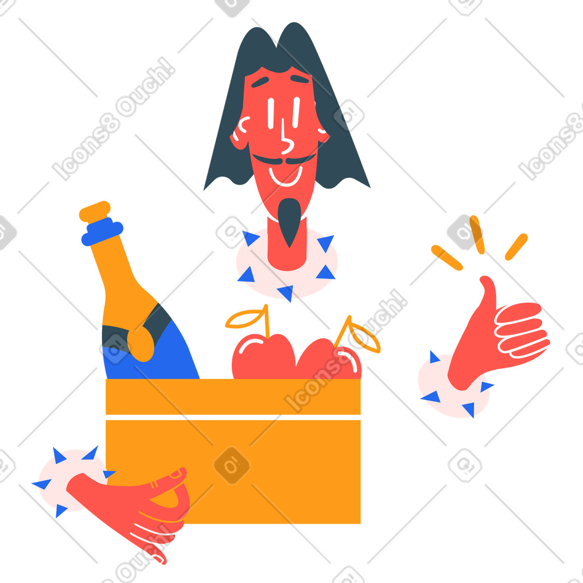 Man getting his groceries delivered illustration in Kingdom style download in PNG, SVG