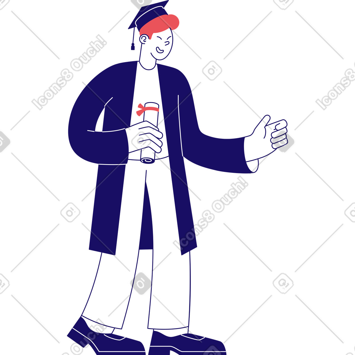 Happy graduate with diploma illustration high-quality clipart graphics for celebration