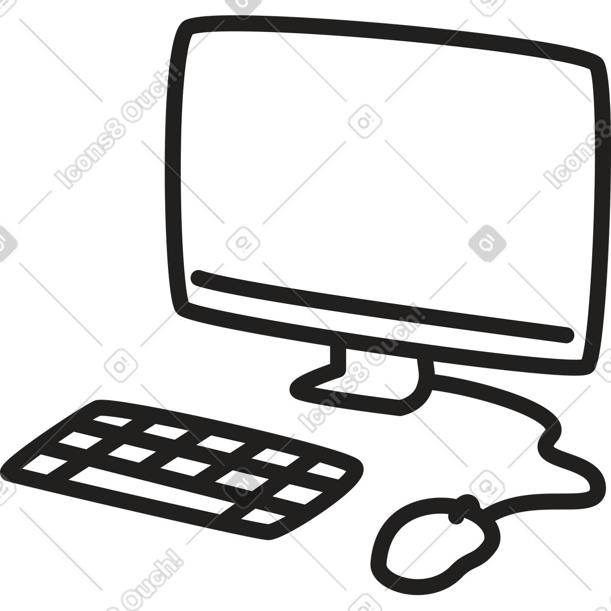 Computer con tastiera e mouse illustrazione in stile Little scarica in PNG, SVG