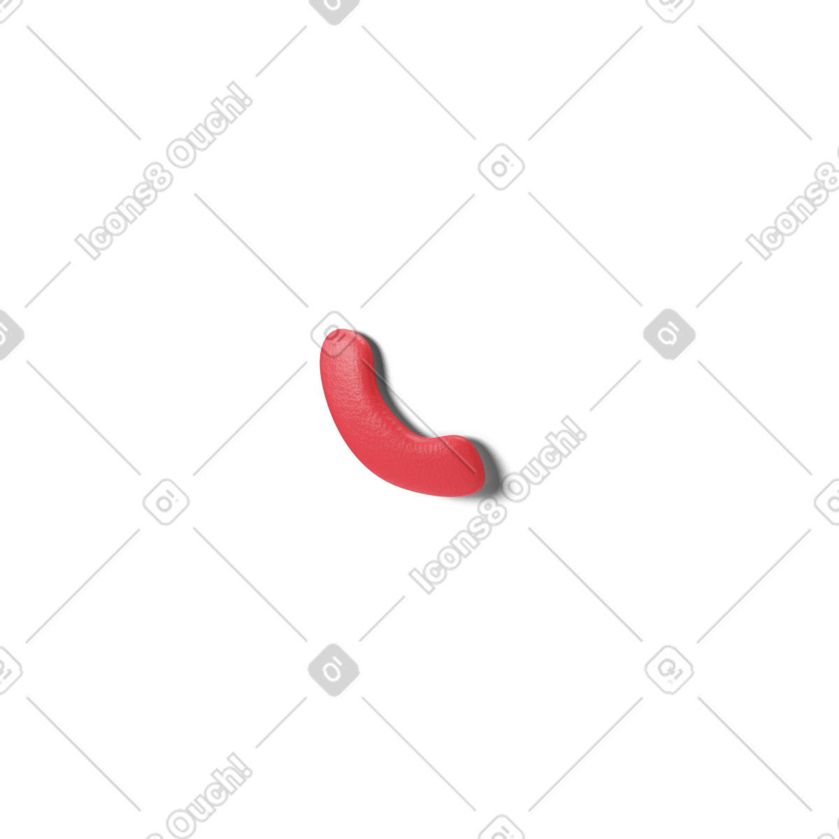 Red curved mouth illustration in 3D Stripy style download in PNG, SVG