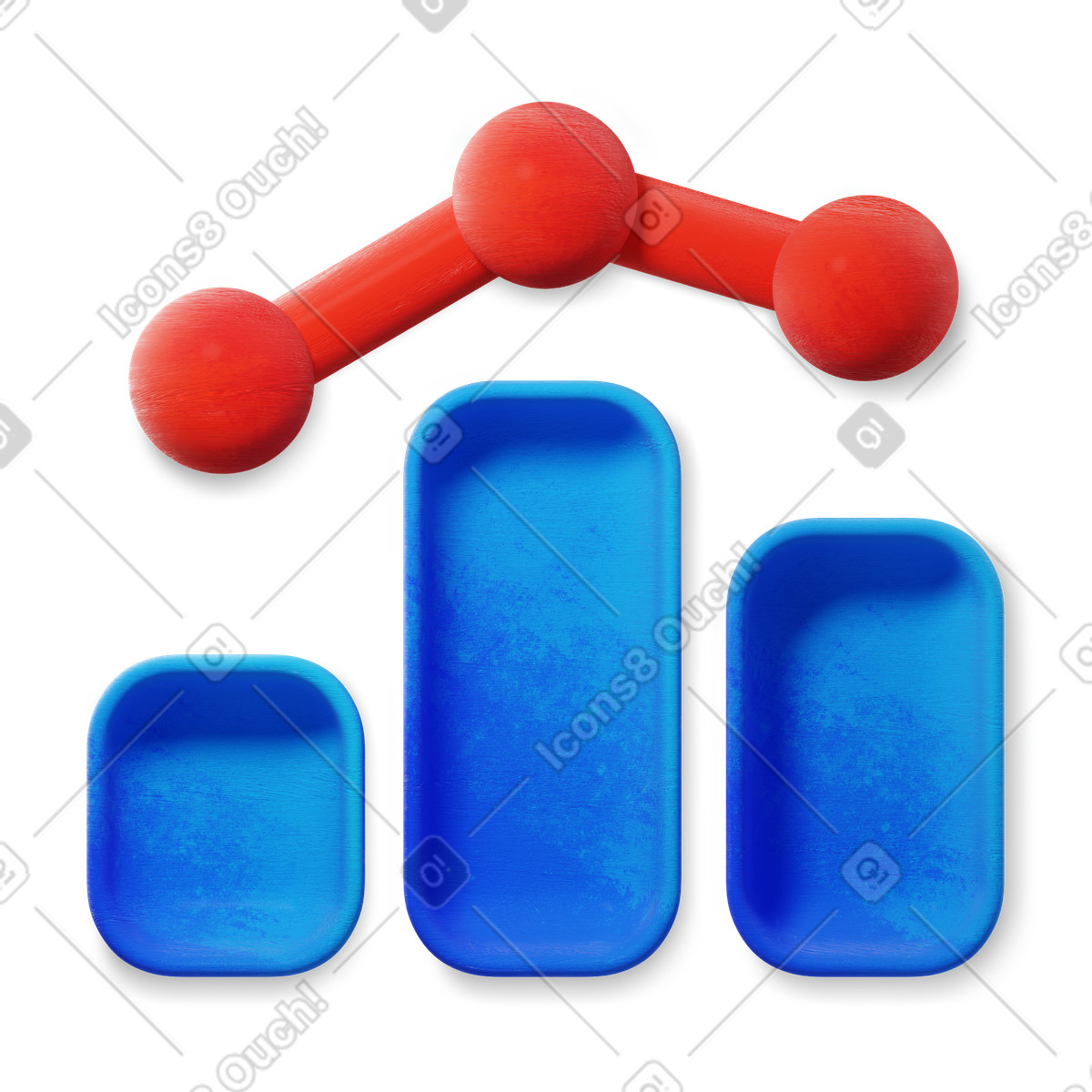 3D combined chart illustration in Microsoft Fluent style download in PNG, SVG