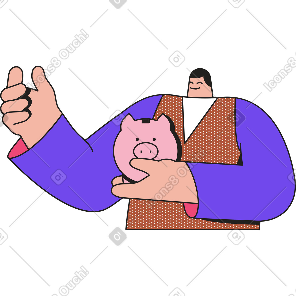 Ilustração de Homem com cofrinho em no estilo Dazzle para baixar em PNG, SVG