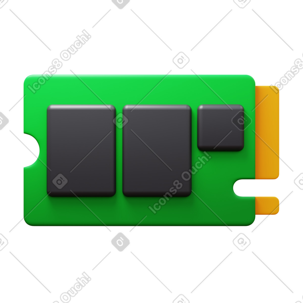 Ilustración Ssd m.2 en estilo 3D Fluency a descargar en PNG y SVG