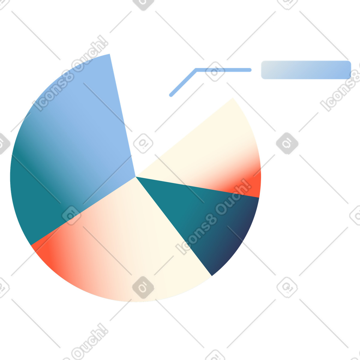 Pie chart with comment animated illustration in Beam style download in GIF, Lottie (JSON), AE