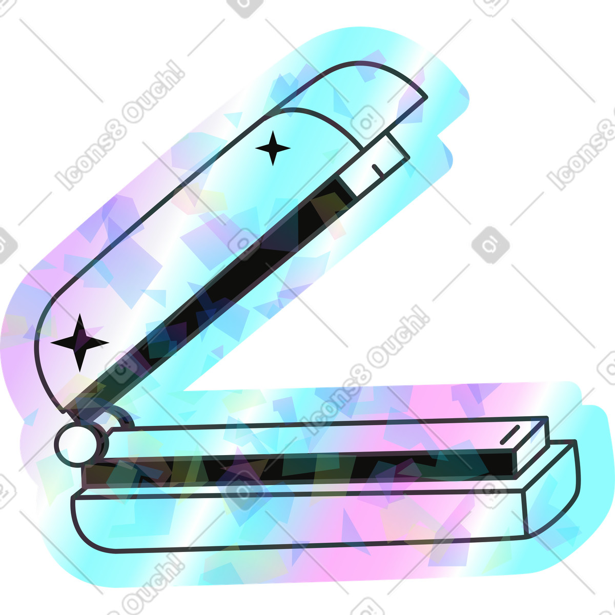 Illustration Agrafeuse dans le style Holostickers à télécharger aux formats PNG, SVG