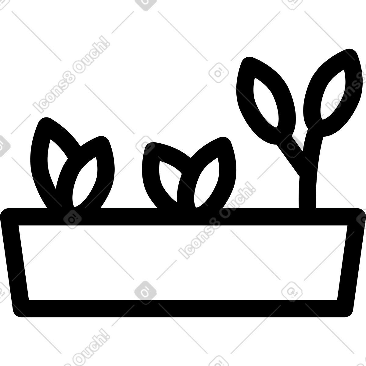 Illustration Pot de semis avec des plantes dans le style Transistor à télécharger aux formats PNG, SVG