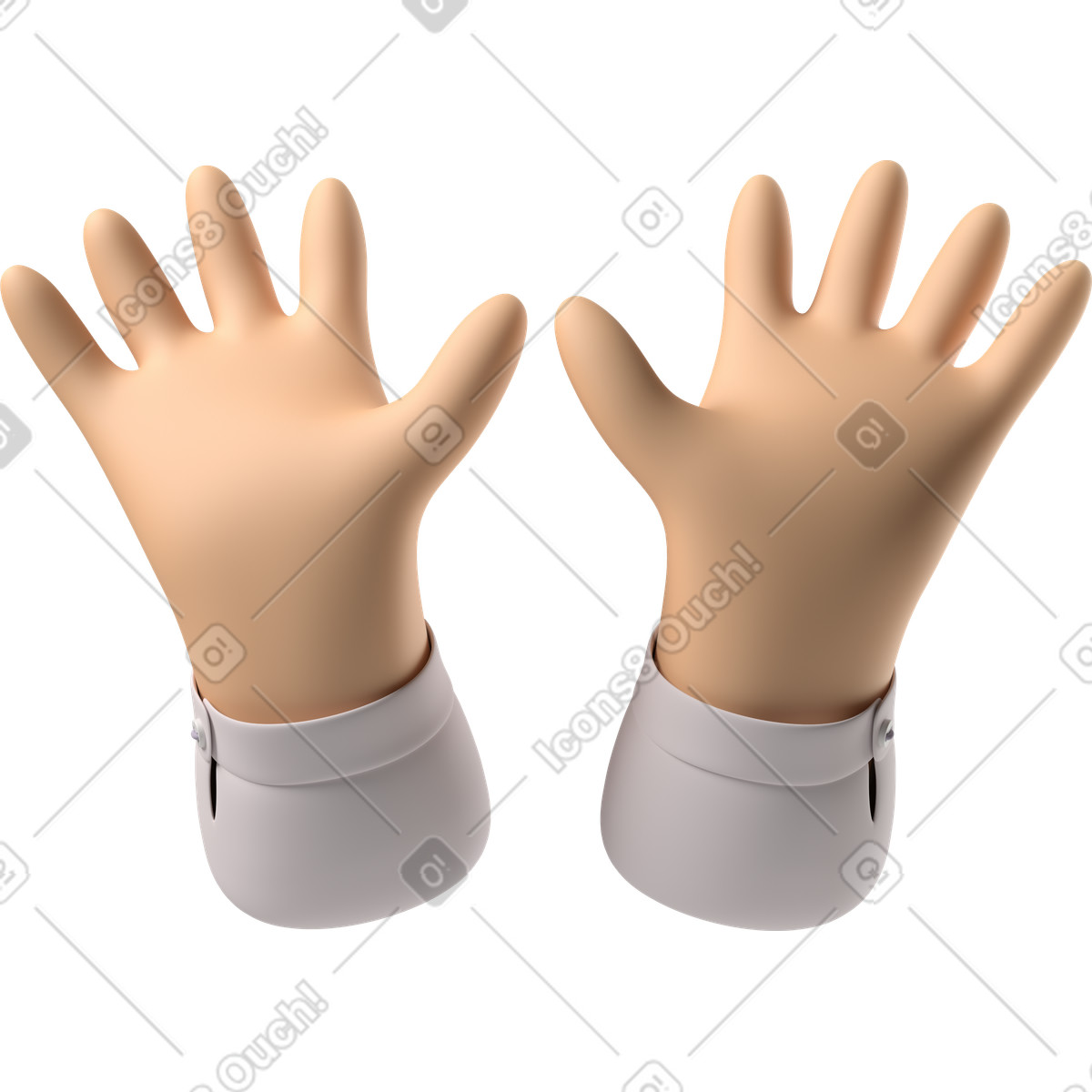 Aprire le mani di pelle bianca illustrazione in stile 3D Hands Fun&Wild scarica in PNG, SVG