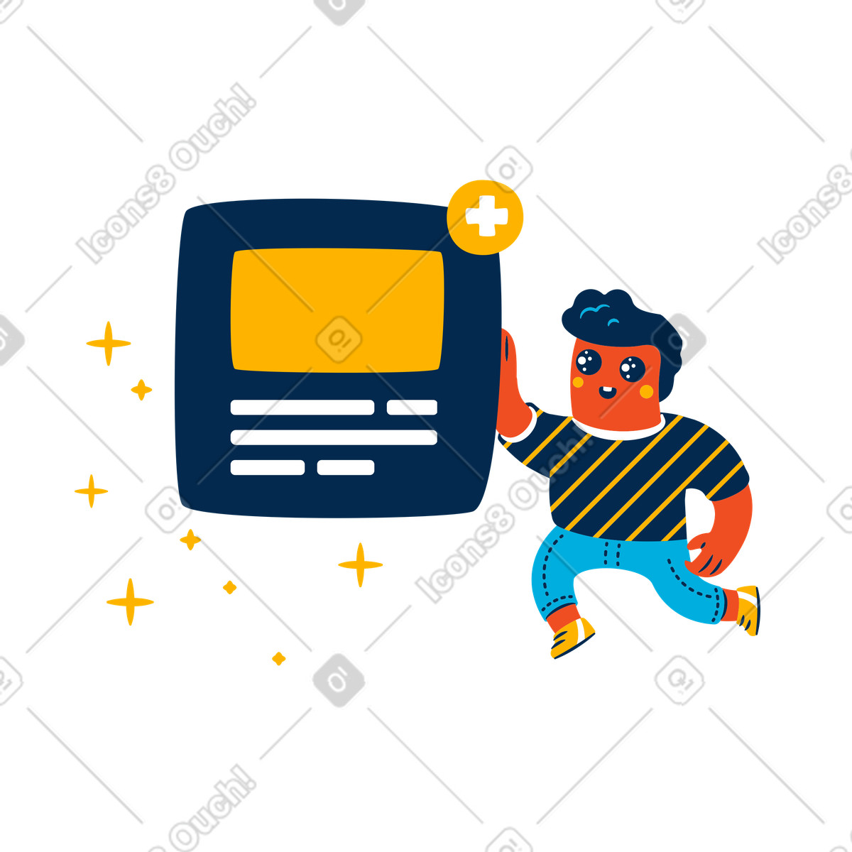 Inhalt hinzufügen-Illustration im Flame-Stil als Download in PNG, SVG