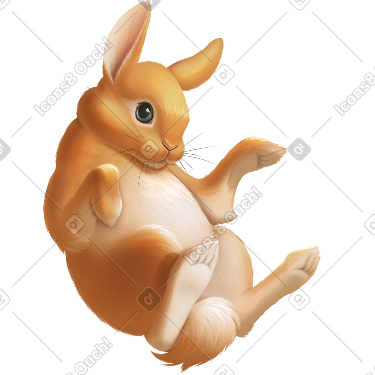 Red rabbit illustration in Props style download in PNG, SVG