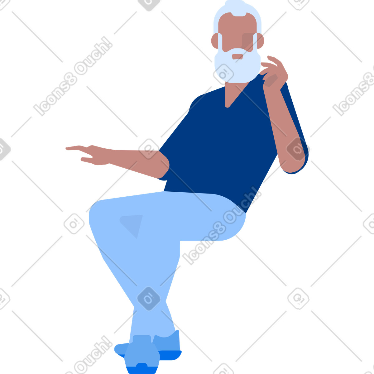 Adult man sitting animated illustration in Urban style download in GIF, Lottie (JSON), AE