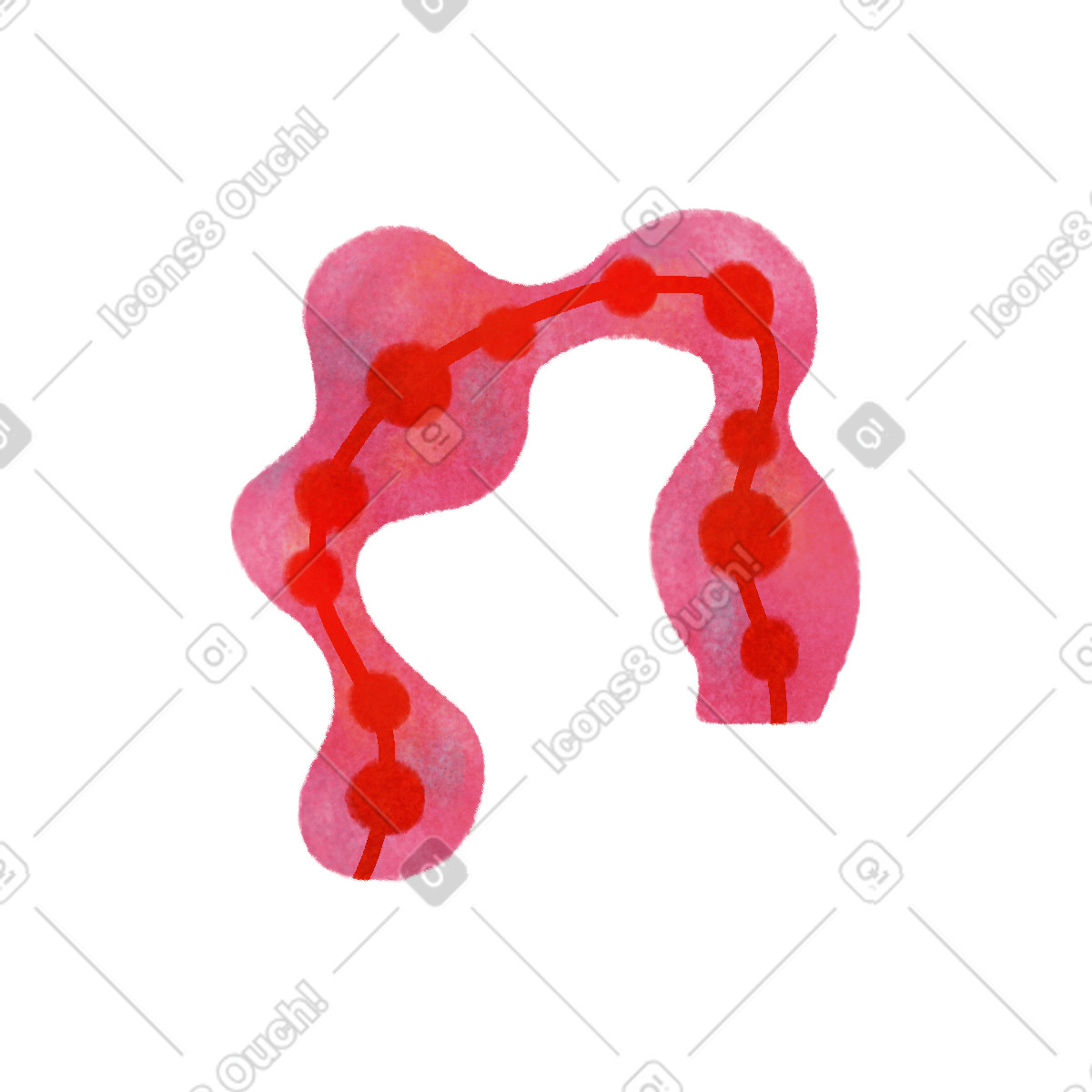 Red algae with dot pattern illustration in Jungle style download in PNG, SVG