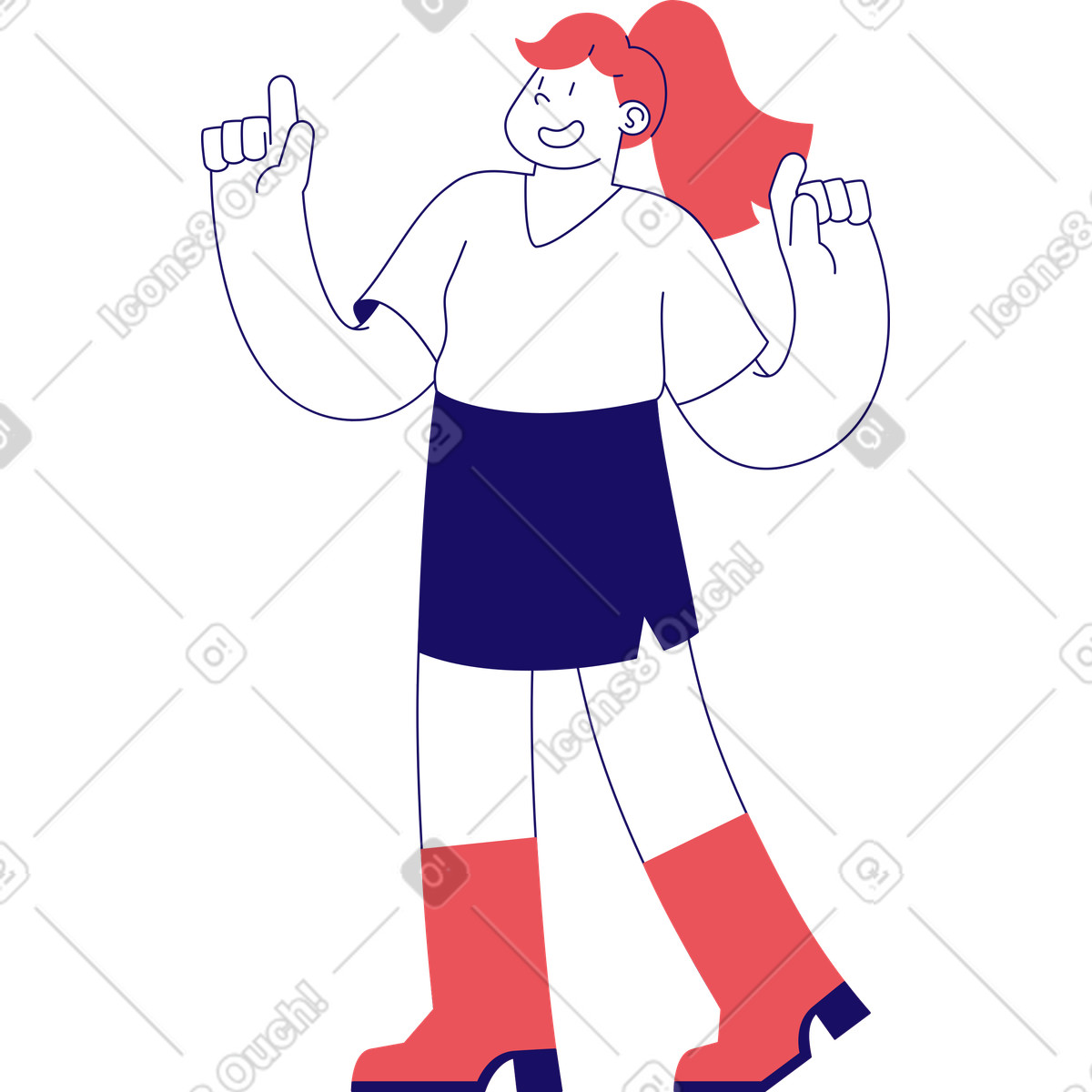 Woman pointing at something illustration in Bendy style download in PNG, SVG