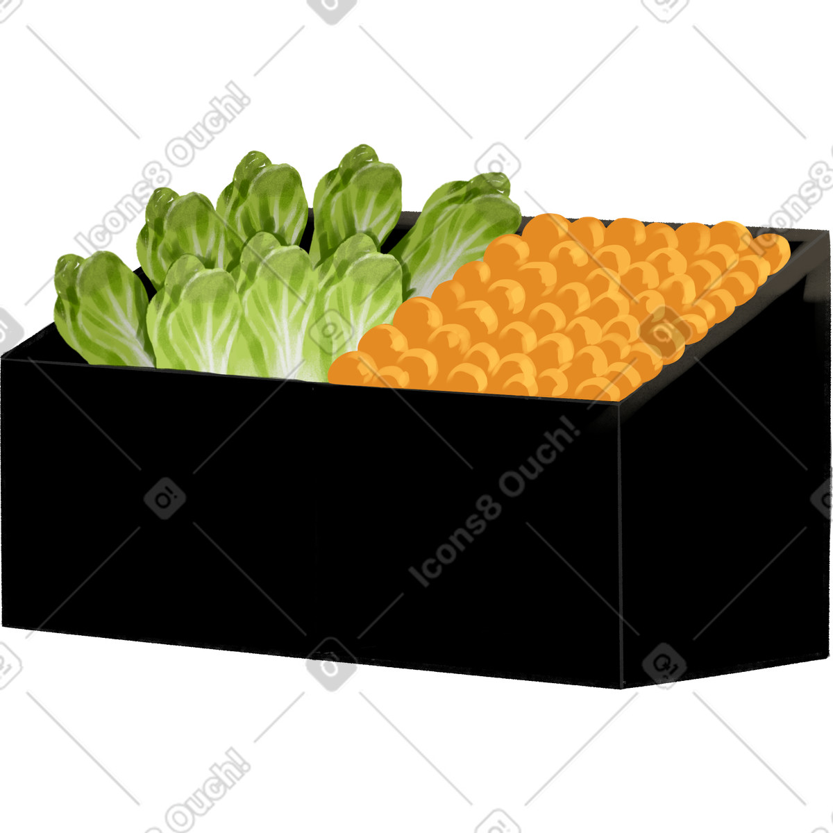 Vegetable counter in the store illustrazione stile Ikigai scarica PNG, SVG