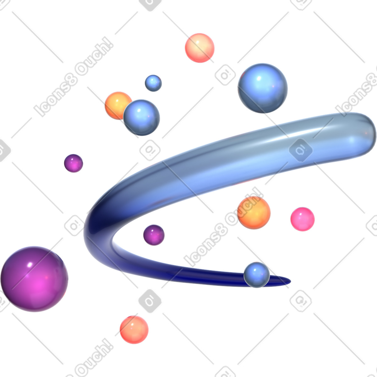 유리 구를 사용한 동적 구성 illustration in 3D Glassy style download in PNG, SVG