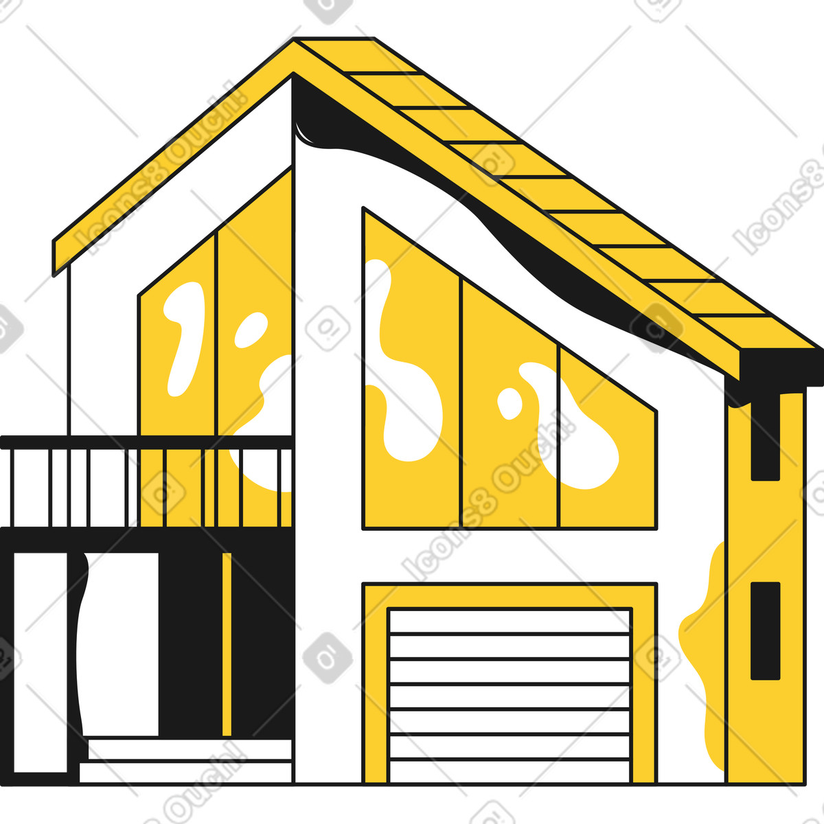 Town house with yellow roof illustration in Taxi style download in PNG, SVG
