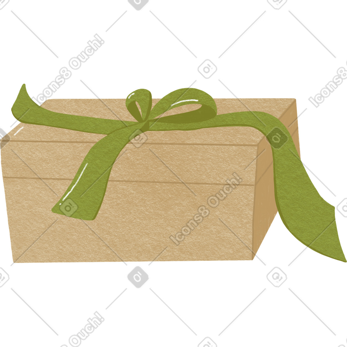 Gift box with green bow-Illustration im Goose-Stil als Download in PNG, SVG