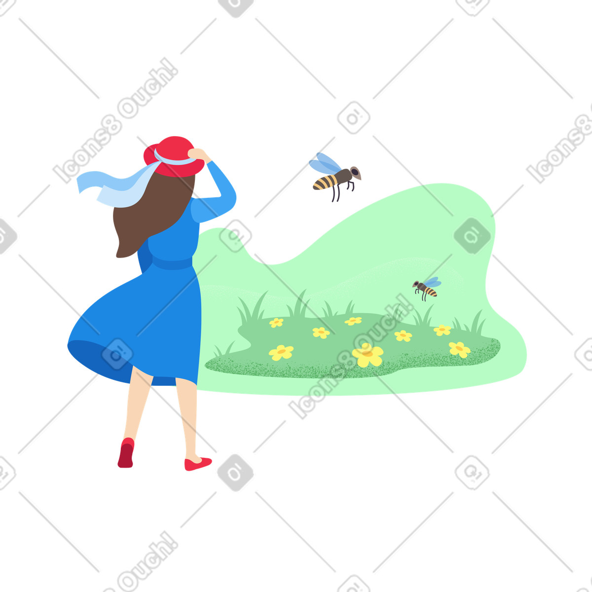 Going out into nature illustration in Pale style download in PNG, SVG