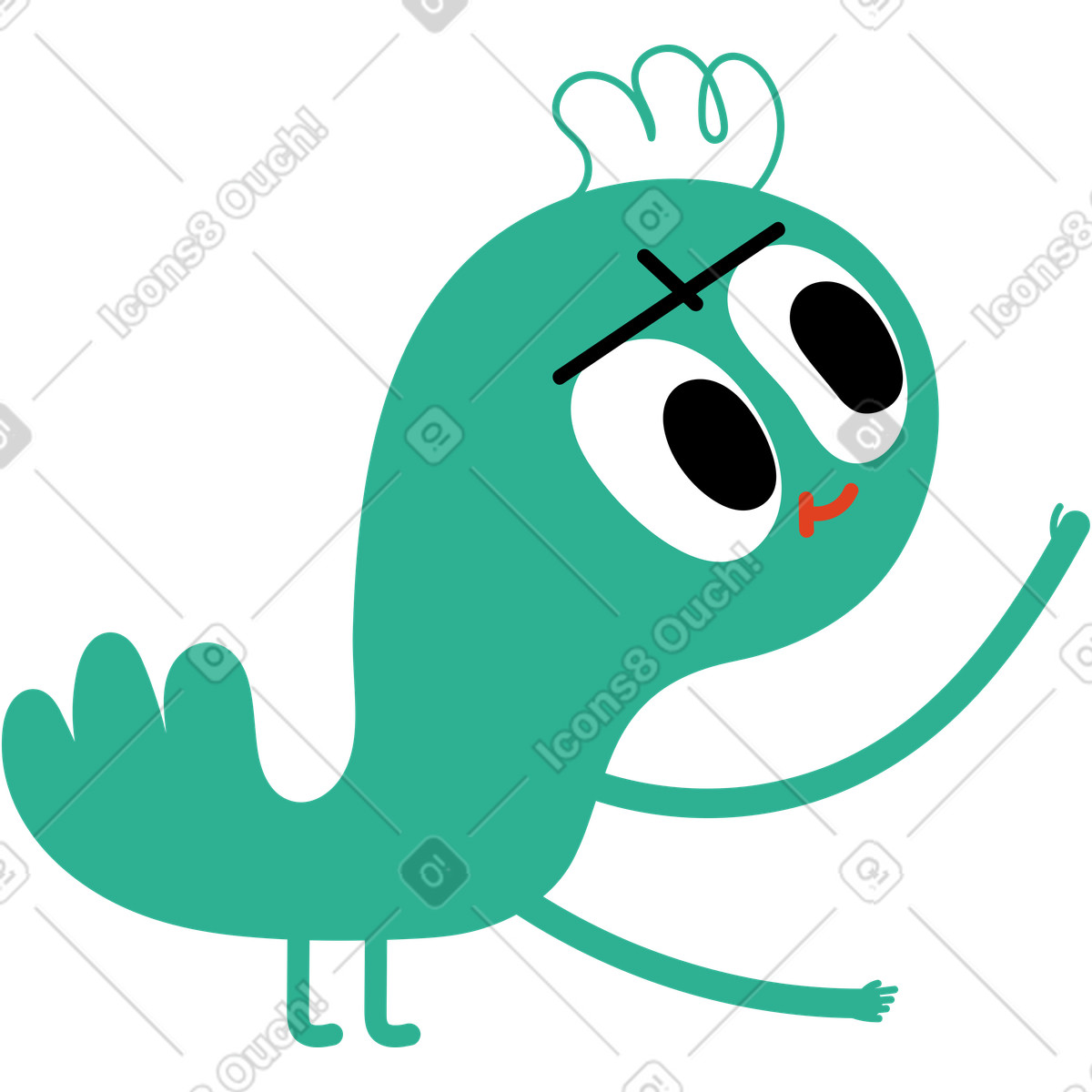 Jelly 스타일의 앞머리가 있는 녹색 캐릭터 일러스트레이션 PNG, SVG 다운로드