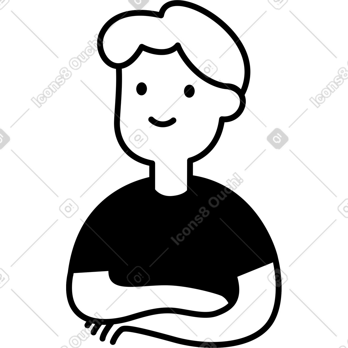 Ilustración Avatar smiling face with curly hair and simple minimal style en estilo Notion Line Art a descargar en PNG y SVG