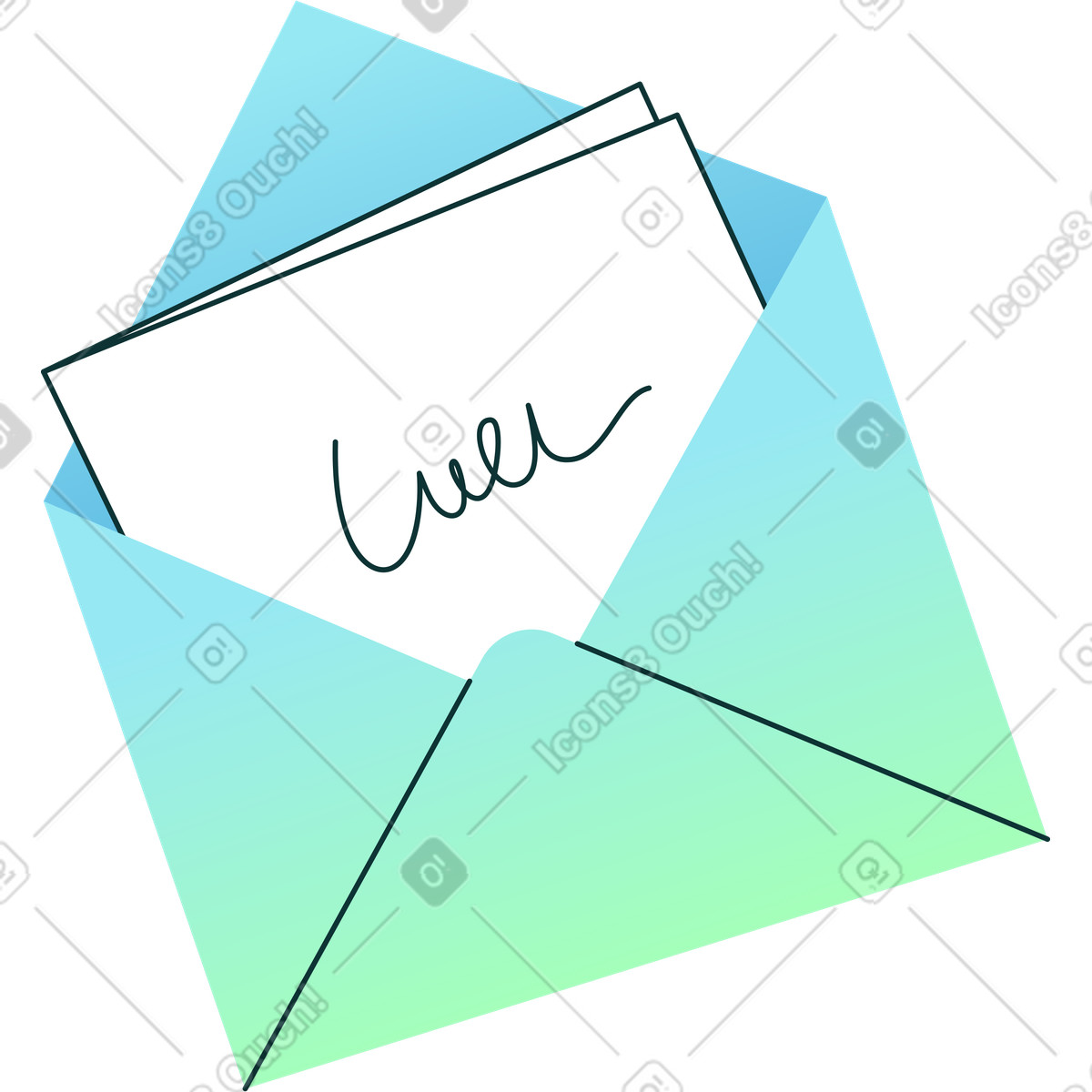 Brief im umschlag-Illustration Florid-Stil als Download in PNG, SVG