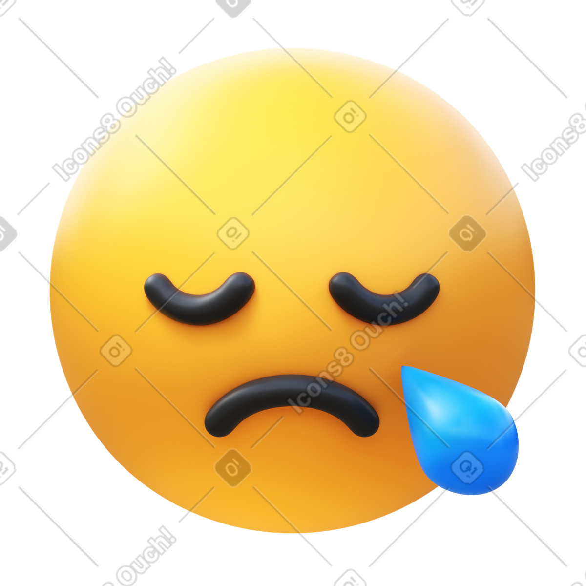 Emoji faccia assonnata illustrazione in stile 3D Fluency scarica in PNG, SVG