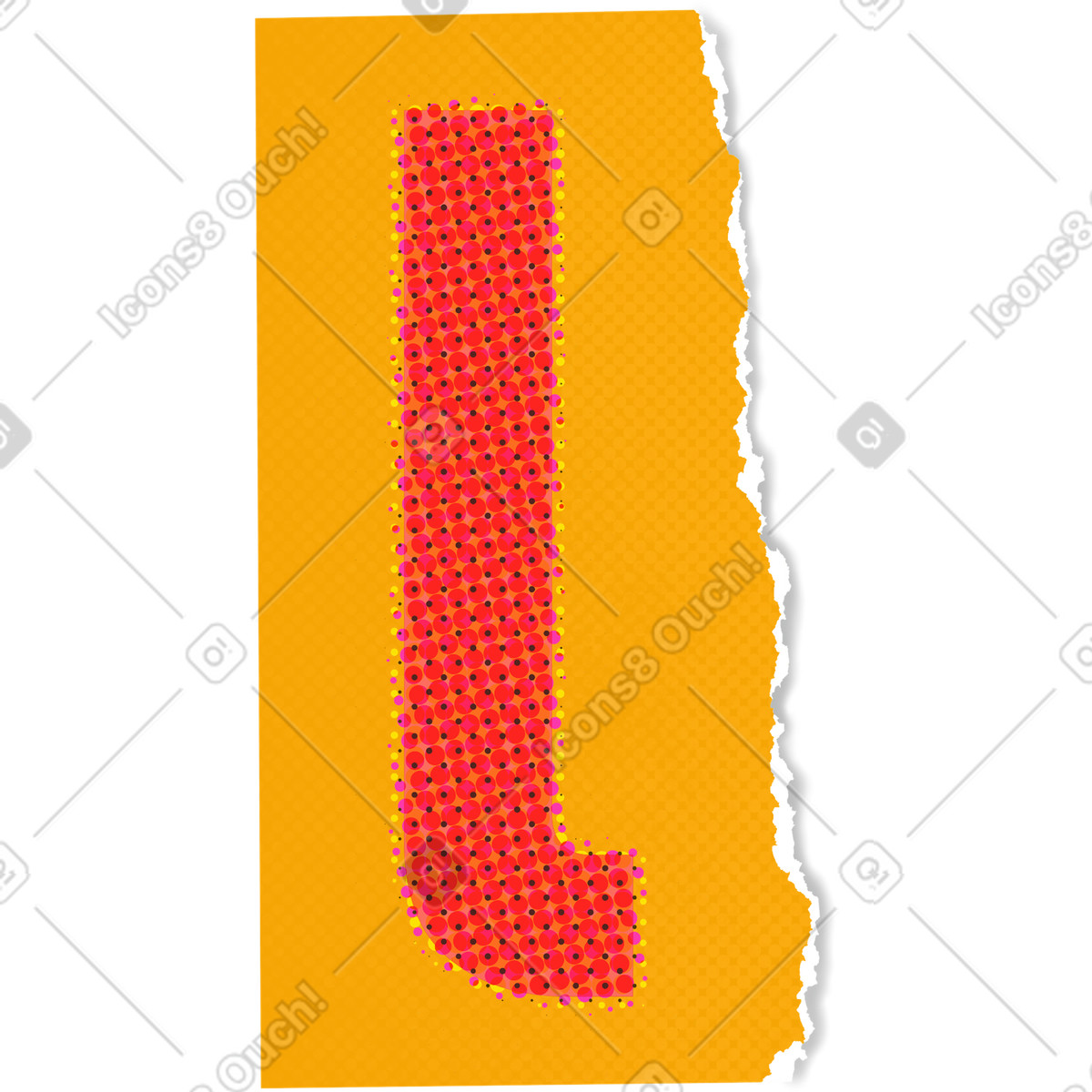 Ilustración Collage lowercase letter l en estilo Paper Cut a descargar en PNG y SVG