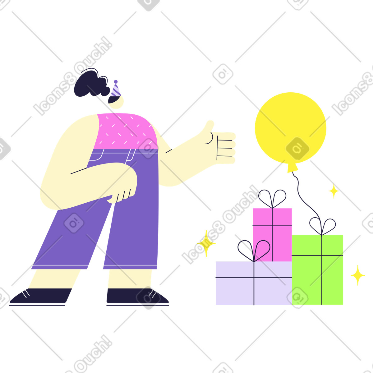 A mountain of gifts illustration in Mellow style download in PNG, SVG