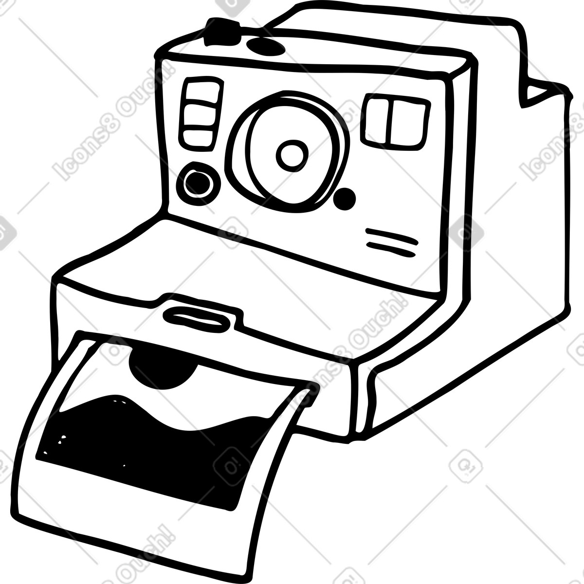 Ilustração de Polaroid camera printing photograph em no estilo Marks para baixar em PNG, SVG