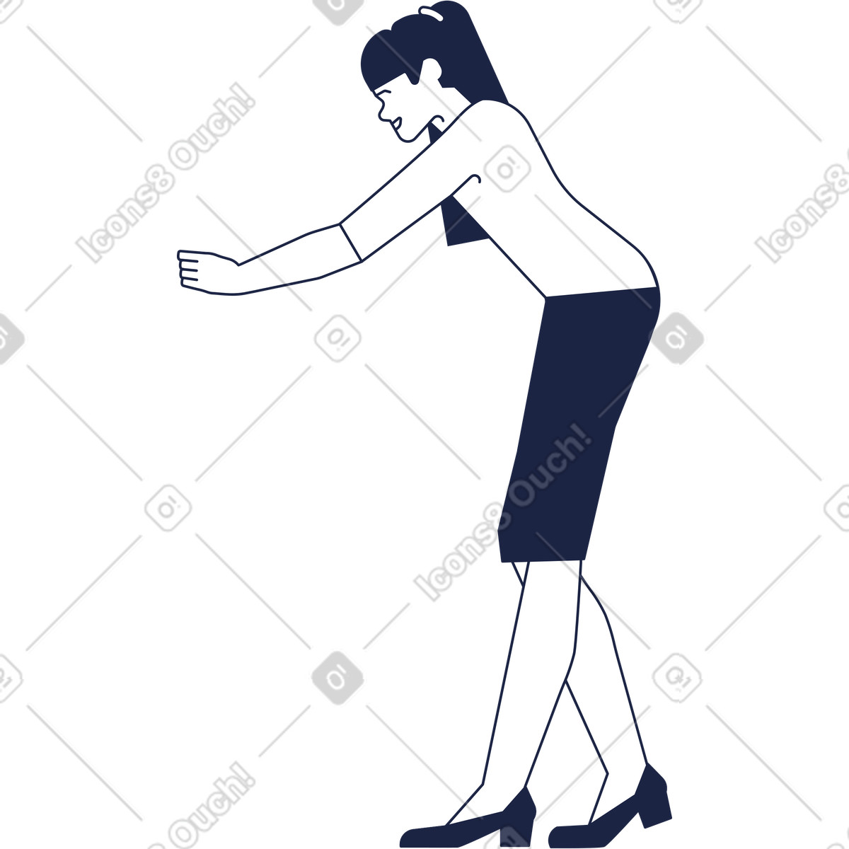 Illustration Femme penchée en avant dans le style Urban Line à télécharger aux formats PNG, SVG