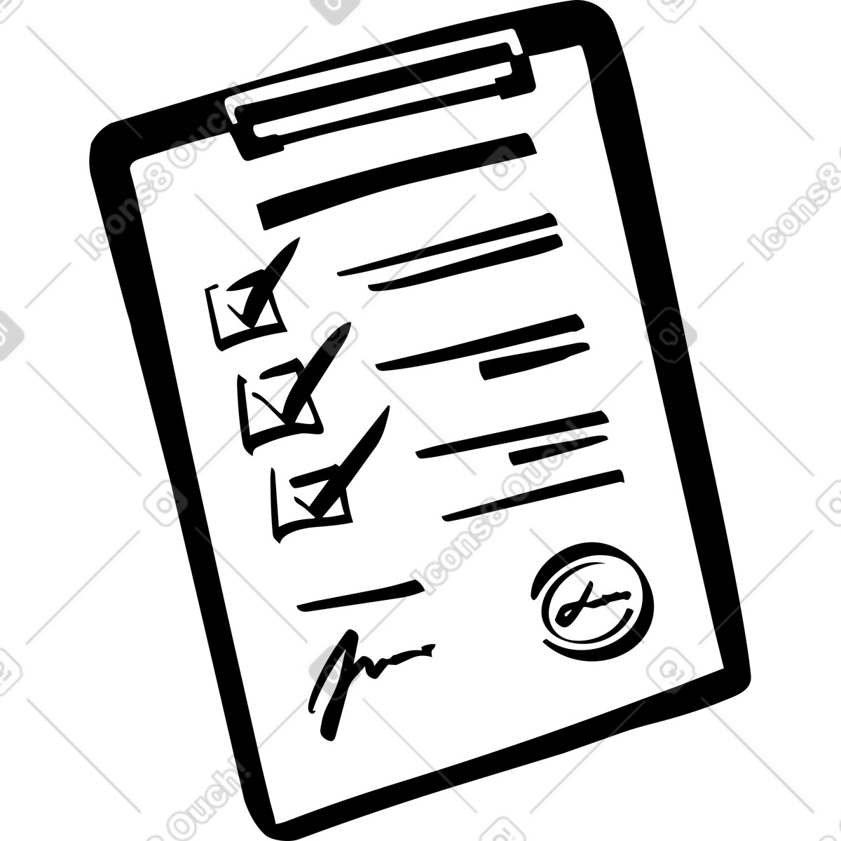 Checklist document illustration in Line style download in PNG, SVG