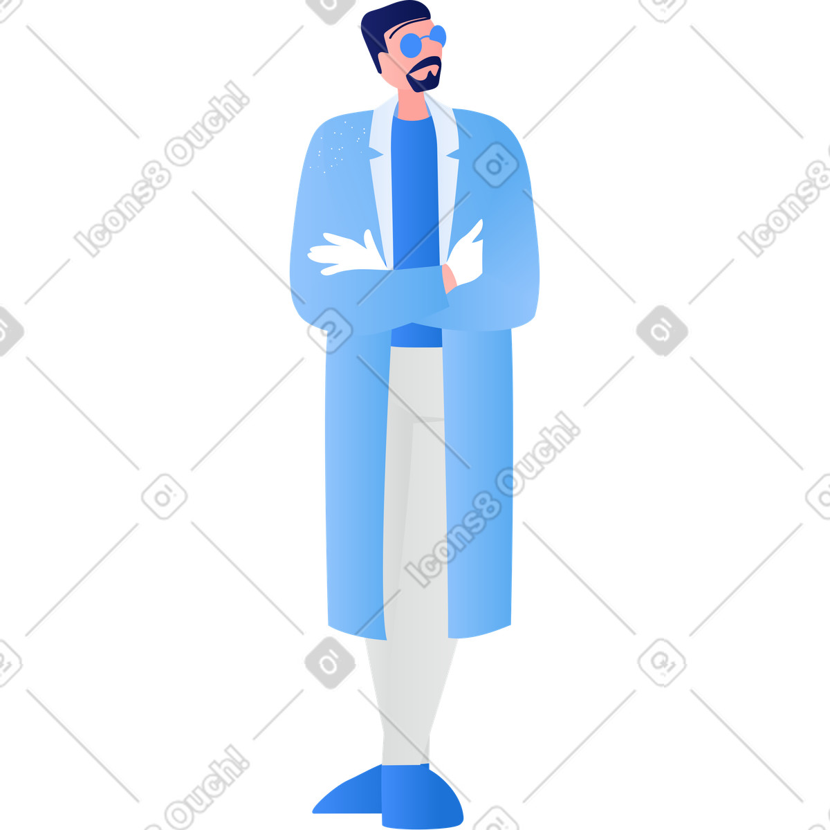 Man in lab coat doctor illustration Clip style download PNG, SVG