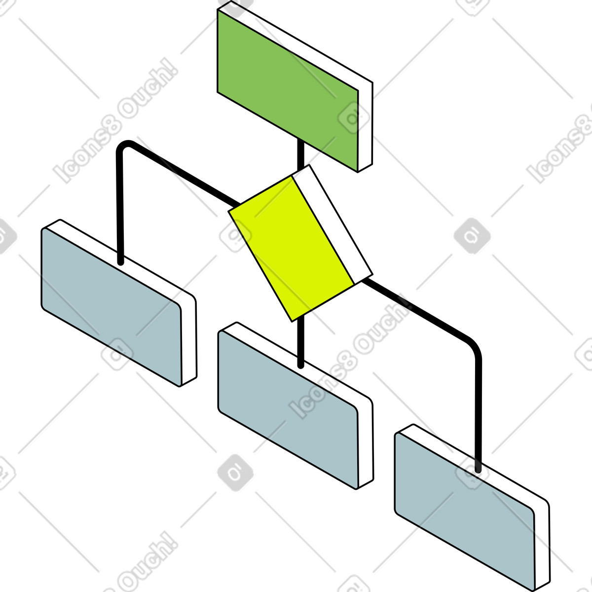 Isometric 스타일의 블록 다이어그램 애니메이션 일러스트레이션 GIF, Lottie(JSON), AE로 다운로드