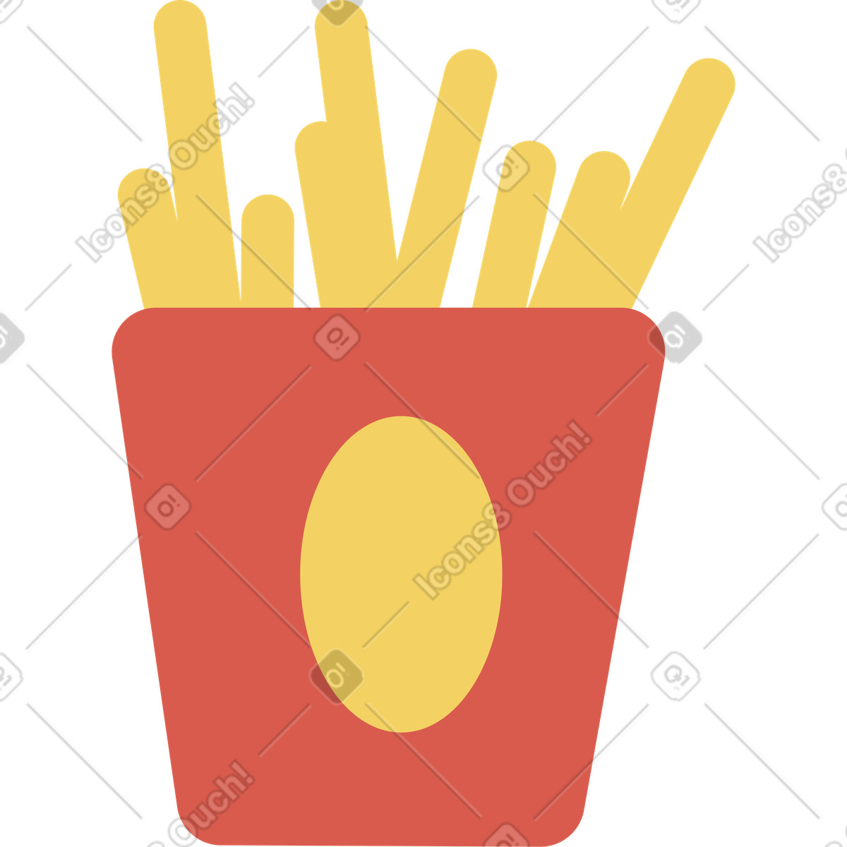 Pommes frittes-Illustration im Macaroni-Stil als Download in PNG, SVG