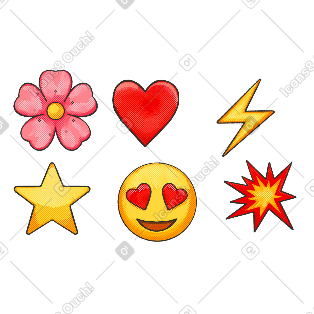 Emoji pack illustration in PNG, SVG