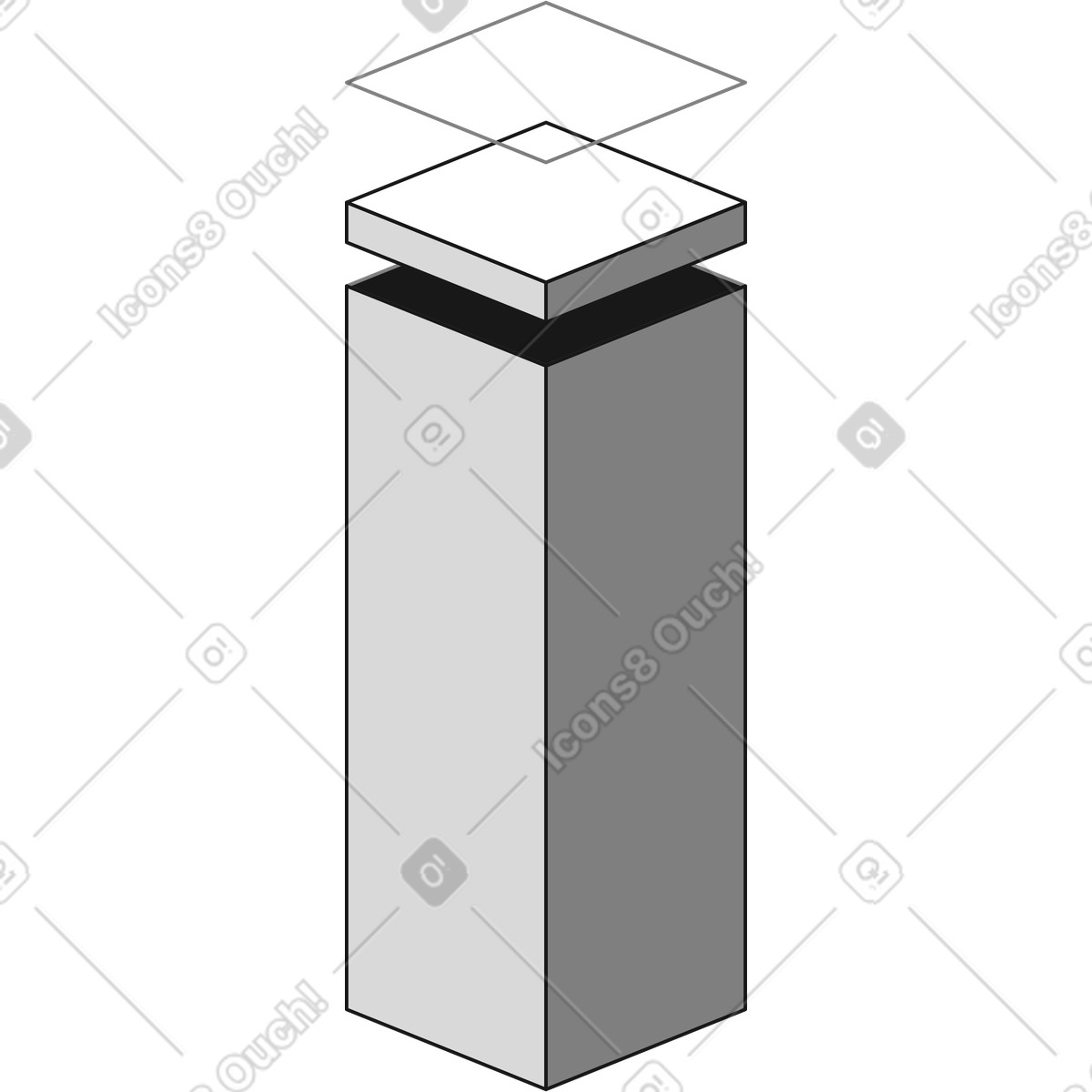 Grey tall stacked column chart illustration in Futuristic style download in PNG, SVG